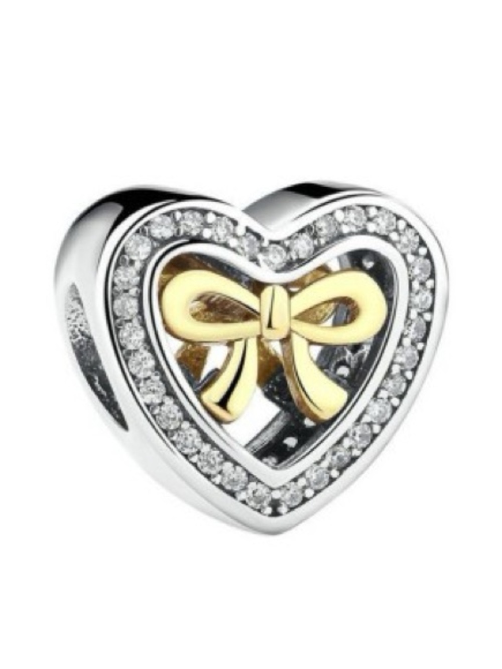 Retired Pandora Two-Tone Heart Charm